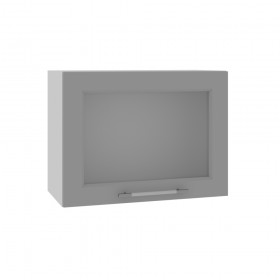 Квадро ВПГС 600 шкаф верхний горизонтальный со стеклом высокий (Белая кожа/корпус Серый) в Колпашево - kolpashevo.katalogmebeli.com | фото