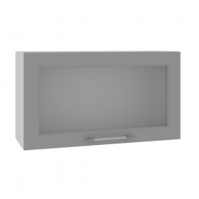 Квадро ВПГС 800 шкаф верхний горизонтальный со стеклом высокий (Белая кожа/корпус Серый) в Колпашево - kolpashevo.katalogmebeli.com | фото