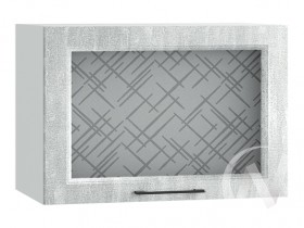 Либерти Шкаф верхний горизонтальный со стеклом ШВГС 609 (Холст грей/корпус белый) в Колпашево - kolpashevo.katalogmebeli.com | фото