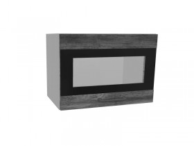Лофт ПГСФ 500 шкаф верхний горизонтальный со стеклом и фотопечатью (Дуб бурый/корпус Серый) в Колпашево - kolpashevo.katalogmebeli.com | фото