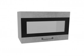 Лофт ПГСФ 600 шкаф верхний горизонтальный со стеклом и фотопечатью (Бетон светлый/корпус Серый) в Колпашево - kolpashevo.katalogmebeli.com | фото