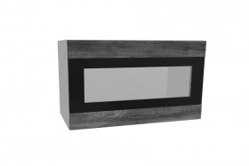 Лофт ПГСФ 600 шкаф верхний горизонтальный со стеклом и фотопечатью (Дуб бурый/корпус Серый) в Колпашево - kolpashevo.katalogmebeli.com | фото