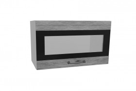 Лофт ПГСФ 600 шкаф верхний горизонтальный со стеклом и фотопечатью (Дуб майский/корпус Серый) в Колпашево - kolpashevo.katalogmebeli.com | фото