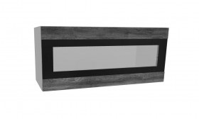 Лофт ПГСФ 800 шкаф верхний горизонтальный со стеклом и фотопечатью (Дуб бурый/корпус Серый) в Колпашево - kolpashevo.katalogmebeli.com | фото