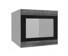 Лофт ВПГСФ 500 шкаф верхний горизонтальный со стеклом высокий с фотопечатью (Дуб бурый/корпус Серый) в Колпашево - kolpashevo.katalogmebeli.com | фото