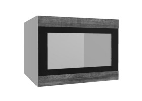 Лофт ВПГСФ 600 шкаф верхний горизонтальный со стеклом высокий с фотопечатью (Дуб бурый/корпус Серый) в Колпашево - kolpashevo.katalogmebeli.com | фото