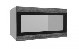 Лофт ВПГСФ 800 шкаф верхний горизонтальный со стеклом высокий с фотопечатью (Дуб бурый/корпус Серый) в Колпашево - kolpashevo.katalogmebeli.com | фото
