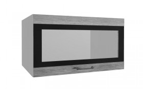 Лофт ВПГСФ 800 шкаф верхний горизонтальный со стеклом высокий с фотопечатью (Дуб майский/корпус Серый) в Колпашево - kolpashevo.katalogmebeli.com | фото