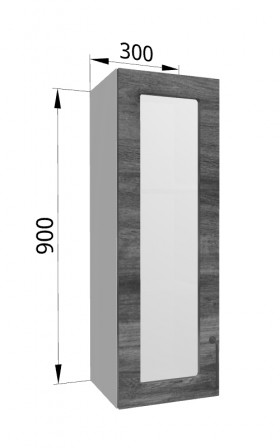 Лофт ВПС 300 шкаф верхний со стеклом высокий (Дуб бурый/корпус Серый) в Колпашево - kolpashevo.katalogmebeli.com | фото