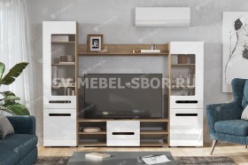 Мебель для гостиной МГС 6 (Исполнение 1/Дуб золотой/Белый глянец) в Колпашево - kolpashevo.katalogmebeli.com | фото