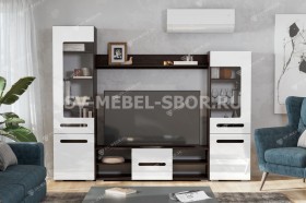 Мебель для гостиной МГС 6 (Исполнение 1/Венге/Белый глянец) в Колпашево - kolpashevo.katalogmebeli.com | фото