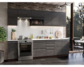 Модульная кухня Бруклин 2,8 м (Бетон черный/Венге) в Колпашево - kolpashevo.katalogmebeli.com | фото