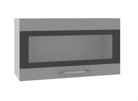 Ройс ВПГСФ 800 Шкаф верхний горизонтальный со стеклом с фотопечатью высокий (Черника софт/корпус Серый) в Колпашево - kolpashevo.katalogmebeli.com | фото