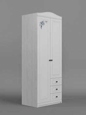 Шкаф 2-х створчатый с ящиками Бэлла (Выбеленное дерево/Белый) в Колпашево - kolpashevo.katalogmebeli.com | фото