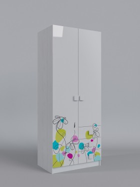 Шкаф 2-х створчатый с ящиками Флёр (Белый/корпус Выбеленное дерево) в Колпашево - kolpashevo.katalogmebeli.com | фото
