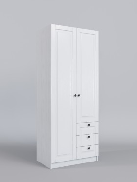 Шкаф 2-х створчатый с ящиками Классика (Белый/корпус Выбеленное дерево) в Колпашево - kolpashevo.katalogmebeli.com | фото