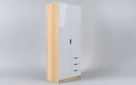 Шкаф 2-х створчатый с ящиками Лофт (Белый/корпус Дуб Сонома) в Колпашево - kolpashevo.katalogmebeli.com | фото