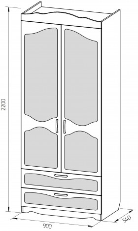Шкаф 2-х створчатый с ящиками серии Иллюзия 32 Фиолетовый в Колпашево - kolpashevo.katalogmebeli.com | фото 2
