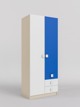 Шкаф 2-х створчатый с ящиками Скай (Синий/Белый/корпус Клен) в Колпашево - kolpashevo.katalogmebeli.com | фото 1