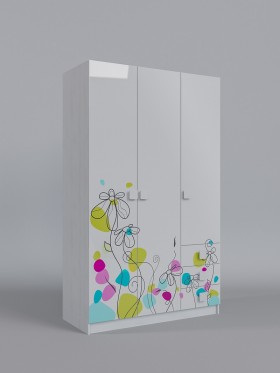 Шкаф 3-х створчатый с ящиками Флёр (Белый/корпус Выбеленное дерево) в Колпашево - kolpashevo.katalogmebeli.com | фото