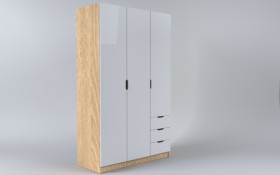 Шкаф 3-х створчатый с ящиками Лофт (Белый/корпус Дуб Сонома) в Колпашево - kolpashevo.katalogmebeli.com | фото