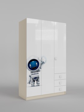 Шкаф 3-х створчатый с ящиками Санни (Белый/корпус Клен) в Колпашево - kolpashevo.katalogmebeli.com | фото