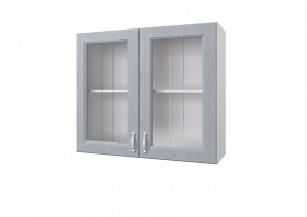 Шкаф 80 с 2-мя витринами Принцесса (Серый/корпус Белый) в Колпашево - kolpashevo.katalogmebeli.com | фото