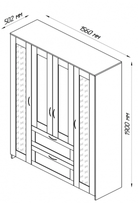 Шкаф четырехдверный Сириус с 1 зеркалом и 2 ящиками белый в Колпашево - kolpashevo.katalogmebeli.com | фото 2