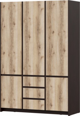 Модульная система "Прага" Шкаф для одежды трехстворчатый Дуб Венге/Дуб Делано в Колпашево - kolpashevo.katalogmebeli.com | фото