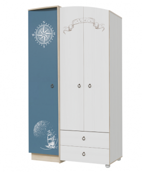 Шкаф для одежды Бриз 1200 Дуб ривьера/ Рамух белый/синий в Колпашево - kolpashevo.katalogmebeli.com | фото 1