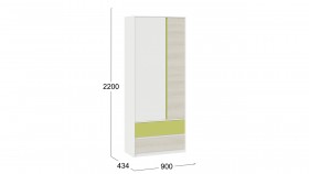Шкаф для одежды комбинированный «Сканди» Дуб Гарден/Белый/Зеленый в Колпашево - kolpashevo.katalogmebeli.com | фото 5