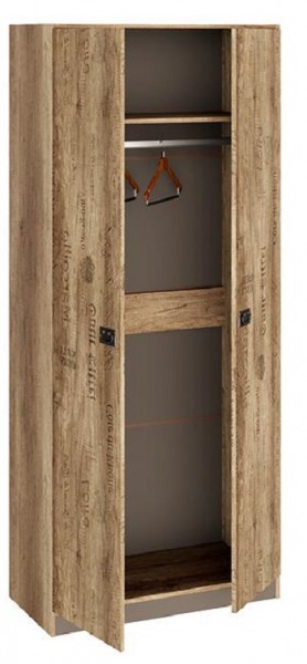 Шкаф для одежды «Пилигрим» (Дуб Каньон светлый, Фон серый) в Колпашево - kolpashevo.katalogmebeli.com | фото 2