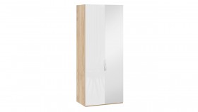 Шкаф для одежды с 1 глухой и 1 зеркальной дверями правый «Эмбер» Яблоня Беллуно/Белый глянец в Колпашево - kolpashevo.katalogmebeli.com | фото
