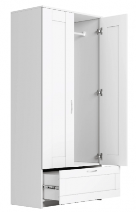 Шкаф двухдверный Сириус с 1 ящиком белый в Колпашево - kolpashevo.katalogmebeli.com | фото 3