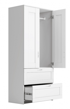 Шкаф двухдверный Сириус с 2 ящиками белый в Колпашево - kolpashevo.katalogmebeli.com | фото 2
