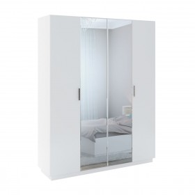 Шкаф с зер. 4 двери М22 Спальня Тиффани (белый текстурный) в Колпашево - kolpashevo.katalogmebeli.com | фото 1