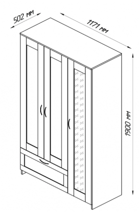Шкаф трехдверный Сириус с зеркалом и 1 ящиком белый в Колпашево - kolpashevo.katalogmebeli.com | фото 2
