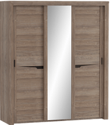 Шкаф трехдверный Соренто с раздвижными дверями Дуб стирлинг/Кофе структурный матовый в Колпашево - kolpashevo.katalogmebeli.com | фото