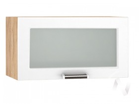 Шкаф верхний со стеклом Прага ШВГС 600 (Белое дерево/корпус дуб крафт золотой) в Колпашево - kolpashevo.katalogmebeli.com | фото