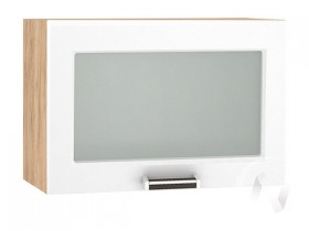 Шкаф верхний со стеклом Прага ШВГС 609 (Белое дерево/корпус дуб крафт золотой) в Колпашево - kolpashevo.katalogmebeli.com | фото