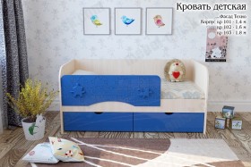Техно Кровать детская 2 ящика 1.6 Синий глянец в Колпашево - kolpashevo.katalogmebeli.com | фото